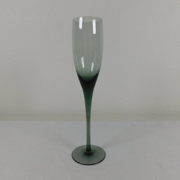Sasaki Hampton Smoke Crystal Champagne Flute 10 1/2 in tall Smooth Stem - Picture 2 of 8